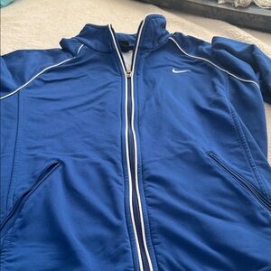 Nike Royal Blue Full-Zip Athletic Jacket with White Piping